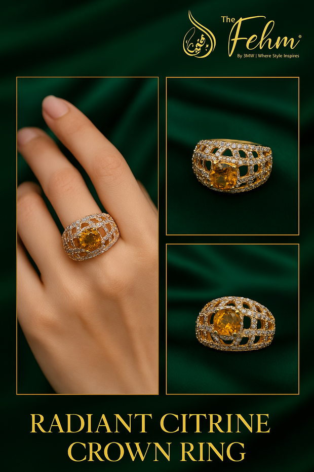 Radiant Citrine Crown Ring